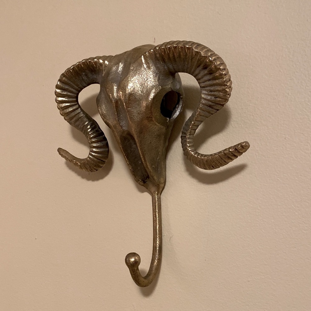 Brass Ram Skull Boho Coat or Jewelry Hook